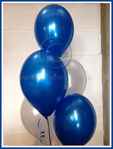 15x Chelsea, Everton and Tottenham Hotspurs Football Shades - Pearlised Latex Balloons, Royal Blue & White (Helium Quality)