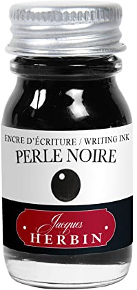 Jacques Herbin 11509T - Writing and drawing ink - Fountain pens and rollerballs - Perle noire/ Black pearl - 10 ml - Made in France - Calligraphy, Writing