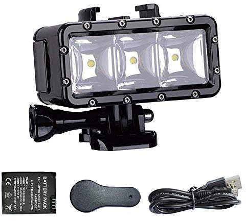 Suptig High Power Dimmable Waterproof LED Video Light Fill Night Light Diving Underwater Light for Gopro Hero 13/Hero 12/Hero 11/10/9/8/7/6/5/4/3 Hero session/Dji osmo/Insta 360/Akaso Action Cam.