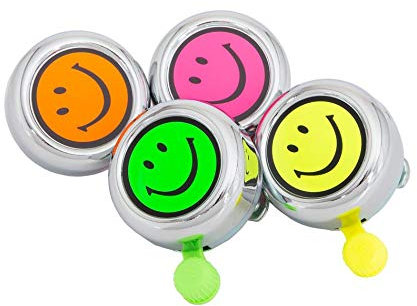 Widek Unisex, Jugendliche Smiley Bicycle Bell Green Yellow Fahrradklingel, rosa, grün/pink/orange/gelb, Einheitsgröße