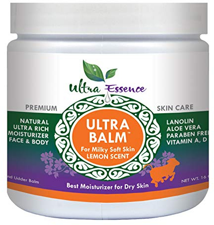 Ultra Balm Daily Moisturizer 16 oz For Dry Itchy Skin, Psoriasis and Eczema, Contains Lanolin, Vitamins A, D & E, Aloe Vera, To Moisturize Face, Body, Dry Hands & Cracked Heels (Lemon)