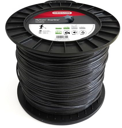 Oregon Sternförmiger Nylon-Mähfaden 2,4 mm, Für hohes Gras, Unkraut, Rasen und dichte Vegetation, Strapazierfähiger Profi-Nylonfaden, Für die meisten Rasentrimmer, 2,4 mm x 360 m (104885E)