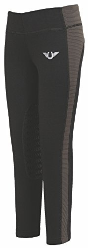 TuffRider Kid's Ventilated Schooling Tights, Black/Charcoal, Small