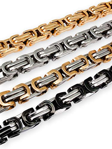 Fly Style 5 mm Starke Vierkant-Königskette oder Königs-Armband aus Edelstahl, Farbwahl:Silber/schwarz, Längen:60 cm