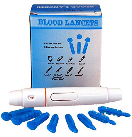 100 Universal 28g Lancets and Auto Lancing Device by Sterilance