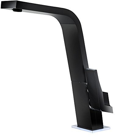 TEKA GRIFO IC 915 NEGRO Monomando icónico diseñado by Bunch, en elegante negro y cromo, caño alto plano y giratorio, aireador anticalcáreo integrado, Schwarz