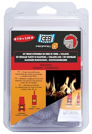 GEB 821592 Kit de Tresse Ø 7/8 mm 2,5 m + Collafeu Tube de 20 ml Clair