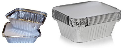 Swoosh Supplies 50 x Silver Foil Food Trays/Dishes/Containers & Lids - 120 x 145 x 49 mm (No.2)