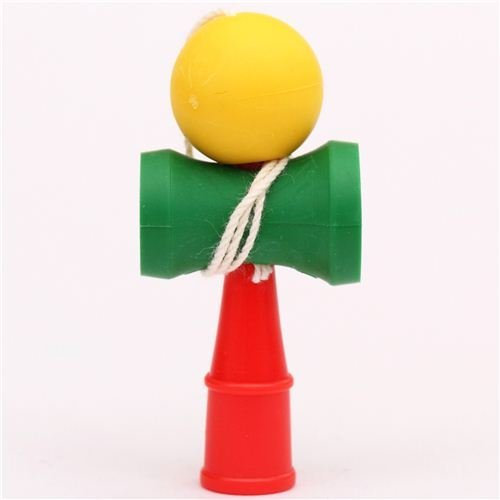 gelb-grün-roter Kendama Kinderspiel Radiergummi von Iwako aus Japan