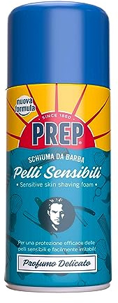 Prep, Schiuma Da Barba Dermoprotettiva Pelli Sensibili, Per Pelli Facilmente Irritabili, Con Aloe e Glicerina, Profumo Delicato, 300ml