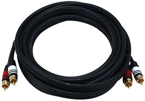 Monoprice Premium 2 RCA Plug/2 RCA Plug Cable - 4.57M (15ft) - Black, M/M, 22AWG Conductor, Gold Plated Connectors