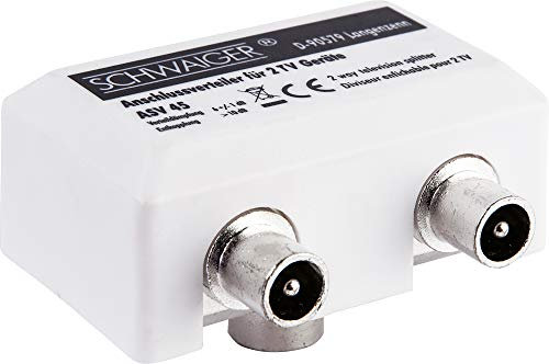 Schwaiger GmbH -ASV45 532- Breitband Aufsteckverteiler 2-Fach TV für Kabel- und Antennenanlagen/ 1x IEC-Buchse > 2X IEC Stecker/weiß