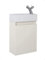 vanvilla Gäste-WC Badmöbel Set Waschplatz Mineralgussbecken Waschbecken mit Unterschrank beige hochglanz RAL 1013 grifflos