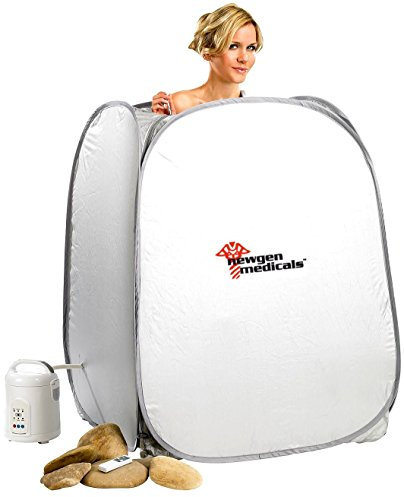 newgen medicals Dampfsauna: 2in1-Heim-Dampfbad und Sauna, portabel, 1.000-Watt-Generator & Timer (Aufblasbare Sauna, Mobiles Dampfbad, Mobile Zuhause)