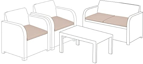 Gardenista Outdoor 4 Piece Rattan Replacement Cushion Set | Garden Seat Pads for Keter Allibert Carolina Rattan Furniture | Water Resistant Patio Furniture Chair Padding | Soft & Durable (Stone)