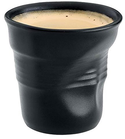 Revol RV001640 Tasse Espresso froissé Porcelaine, Noir, 6.5 x 6.5 x 6 cm