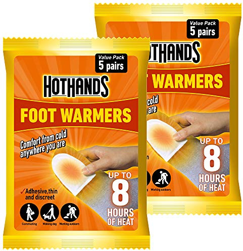 HOTHANDS Foot Warmers Value Pack - Pack of 2 (5 pairs each) - 8 hours of heat - Air activated - Ready to use