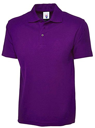 247-Clothing Ladies Loose Fit Polo Shirt Pique Plus Size 10 to 28 Unisex Premium Plain Top (UK 16, Purple)