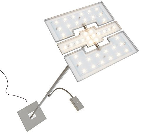 Briloner Leuchten 1328-022 LED Stehleuchte mit Lesearm, 2 x LED Platine, 21 W, 2,000 lm / 3,5 W, 300 lm, Metall, matt-nickel, 28 x 28 x 180 cm