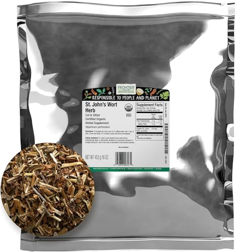 Frontier Co-Op Organic Cut and Sifted Saint John's Wort Herb 1lb - Dried Herb For St Johns Wort Organic Tea Or Diy Capsules, Oil, Tincture, Supplement