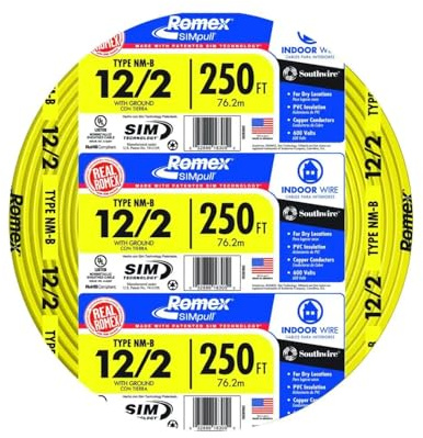 Southwire 28828255 250' 12-2 NM-B Wire, 12 AWG, Yellow