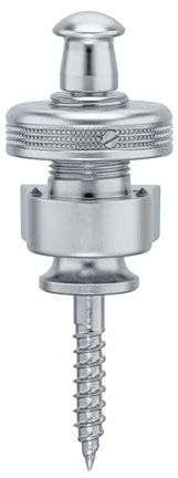 Schaller Satin Chrome Gitarrrem säkerhetslås med härdade stålknappar och trippellåssystem – Akustisk och elektrisk gitarr remfäste med extra långa skruvar för alla storlekar – 1 par