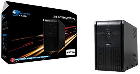 Powercool 650VA Smart UPS Battery Backup – 390W Line-Interactive Uninterruptible Power Supply with AVR, RJ45 Surge Protector, USB Monitoring, 2× UK Outlets, Generator Compatible | 12V 7Ah Battery