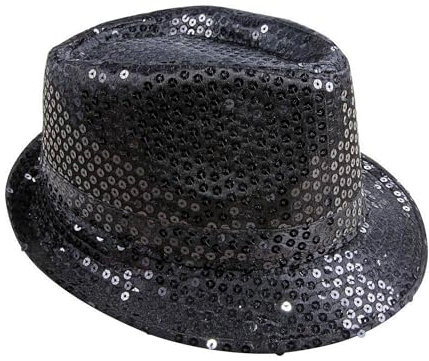 P'TIT CLOWN - 20193 - Chapeau Borsalino à Sequins - Sequins Hat - Carnaval, Festival, Nouvel An, Fêtes à Thèmes, Soirée Déguisée, Disco, Paillettes, Mariage, EVG - Adulte Unisexe - Noir Brillant