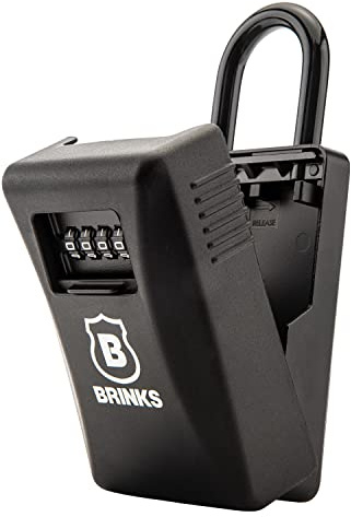 BRINKS - 79mm Outdoor Lock Box - 4-Dial Resettable Combination - Increased Security with Hardened Steel Shackle, Black