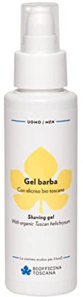 Biofficina Toscana Gel da barba, 100 ml – Schiuma da barba gel per una rasatura morbida e senza irritazioni – Formula delicata con elicriso bio dell'Isola d'Elba, malva e ortica