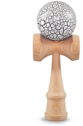 Ganzoo Kendama in faggio, attrezzo di abilità con Palla Ø 6 cm con Foro e Corda in Nylon, 3 Coppe per Cattura e bilanciamento, Finitura Laccata Blu/Nero, Dimensioni 16 cm Altezza e 6,8 cm Larghezza