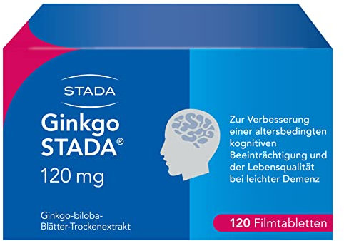 Ginkgo STADA 120 mg Filmtabletten fördert die Durchblutung des Gehirns, stärkt Gedächtnis und Konzentration, zur dauerhaften Anwendung, hohe Extraktqualität, 120 Stk