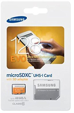 Samsung EVO - Tarjeta de Memoria microSD de 128 GB con Adaptor SD (Velocidad hasta 48 MB, Class 10, Resistente al Agua)