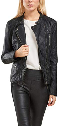 ONLY Damen Onlfreya Faux Leather Biker Otw Noos, Schwarz, 38