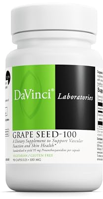 DAVINCI Labs Grape Seed-100 - Dietary Supplement to Support Immune System, Vascular Function and Healthy Skin* - with 100 mg Grape Seed Extract per Serving - Gluten-Free - 90 Vegetarian Capsules