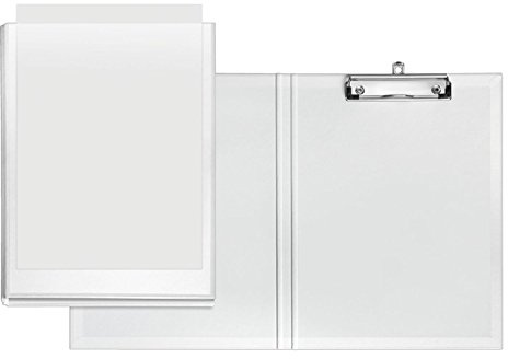 Veloflex 4804690 Clipboard Velodur, DIN A4, med lock och fickficka, PP-linnestruktur, klämbräda, vit