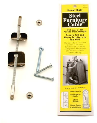 Quakehold! 2830 Furniture Cable Silver, 7 Inch