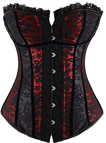 BYD Mujeres Corsés de Jacquard Color de Empalme Bustiers Fajas Push-up Corpiño Palacio Cintura Cincher Underbust Bandeau Color-1 2XL