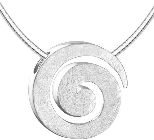 Vinani Damen Anhänger mit Kette - Spirale gebürstet mit Schlangenkette - 925 Sterling Silber - Halskette aus Italien ASR50