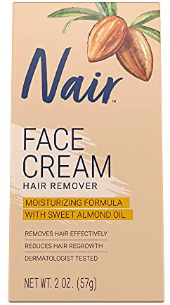 Nair Moisturizing Face Cream for Upper Lip Chin And Face Hair Removal, 2 Ounce
