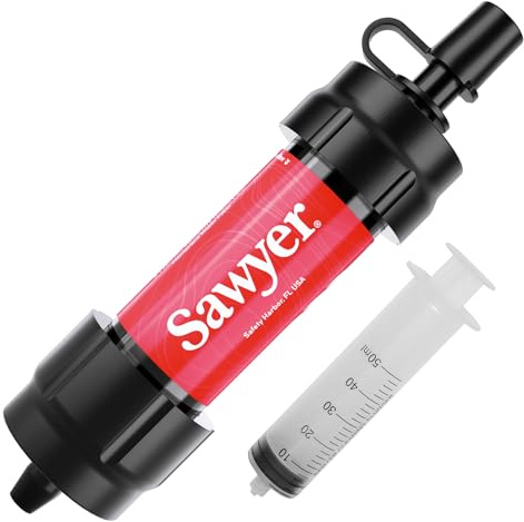 Sawyer Products SP120 Mini système de filtration d'eau, filtre et piston de nettoyage uniquement, simple, rouge