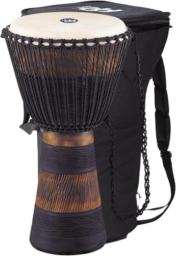 Meinl Percussion ADJ3-XL+BAG African Style Rope Tuned 13-Inch Wood Djembe with Bag, Brown/Black