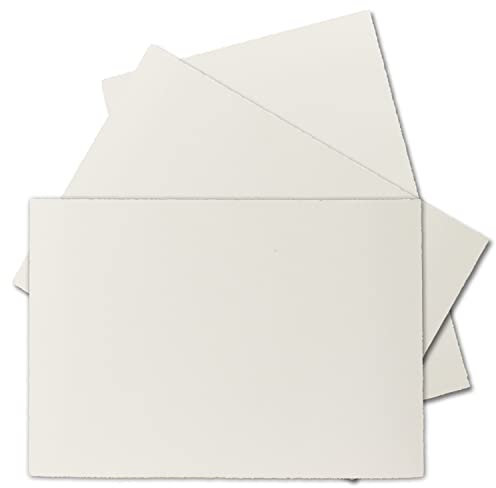 50 Stück DIN A6 Vintage Karten, Bütten-Papier, 105 x 148 mm, Natur-Weiß halbmatt - ohne Falz - Vellum Oberfläche - Karten aus Büttenpapier