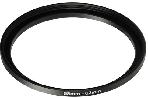 vhbw Anillo Adaptador Step Up de 58 mm a 62 mm para Objetivo de la cámara - Adaptador de Filtro, Metal, Negro