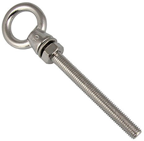 2 Stück Augbolzen mit metrischem Vollgewinde M8 x 80 mm, Mutter und Unterlegscheibe - Edelstahl A4 - Ringschrauben - BOOTSTEILE BRAUER®