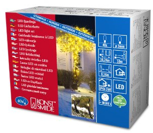 Konstsmide Micro LED Lichterkette, 40 gelbe Dioden, 24V Außentrafo, schwarzes Kabel - 3610-000