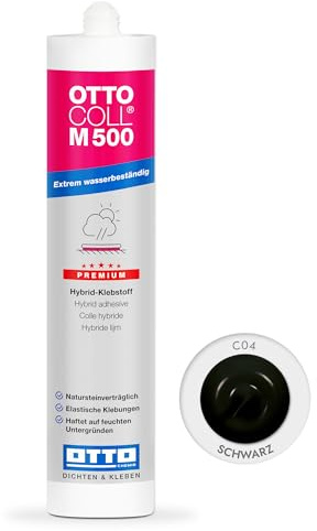OTTOCOLL M 500 Hybrid-Klebstoff 310ml C04 schwarz – Extrem wasserbeständig – Innen & Außen – Sehr gute Haftung auf vielen Materialien – Elastisch & überstreichbar