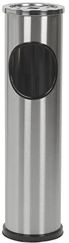 Pattumiera per esterni autoportante in acciaio inox, polvere, pattumiera, contenitore sigarette, supporto posacenere.