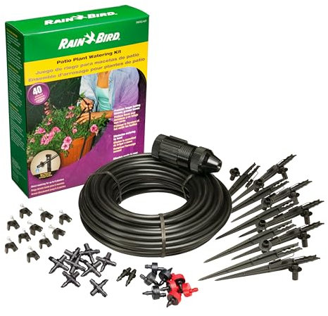 Rain Bird Patiokit Tropfbewässerungs-Set, Anschluss an Wasserhahn, 6,35 mm Tropfschlauch, Schwarz