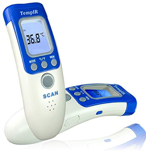 Termometro Digitale Per Temperatura Corporea Tempir, Infrarossi Per Adulti E Bambini. Senza Contatto, Termometro Clinico Ad Alta Precisione E Multi Funzionale. Per Temperature Di Superficie, Fronte, Corpo, Stanza E Temperatura Basale. Tutto Garantito